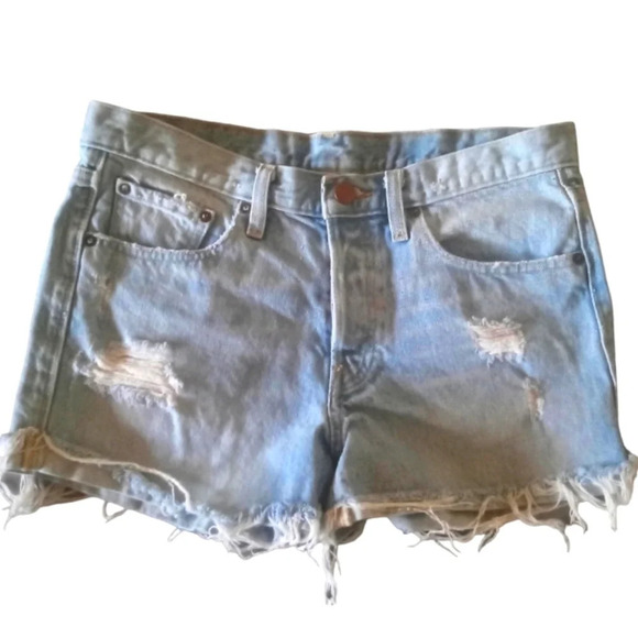 BDG Urban Outfitters Light Wash Denim Shorts 100% Cotton Button Fly Size 27 - Picture 1 of 4